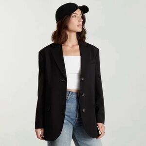 Everlane 80s Oversized Three Button Structured Black Blazer 14